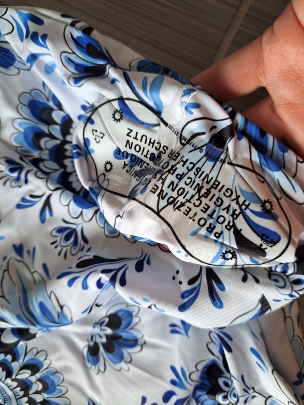 New Flaxmaker Floral Blue & White One-Piece Swimsuit Tie Straps Size Small - Picture 4 of 7